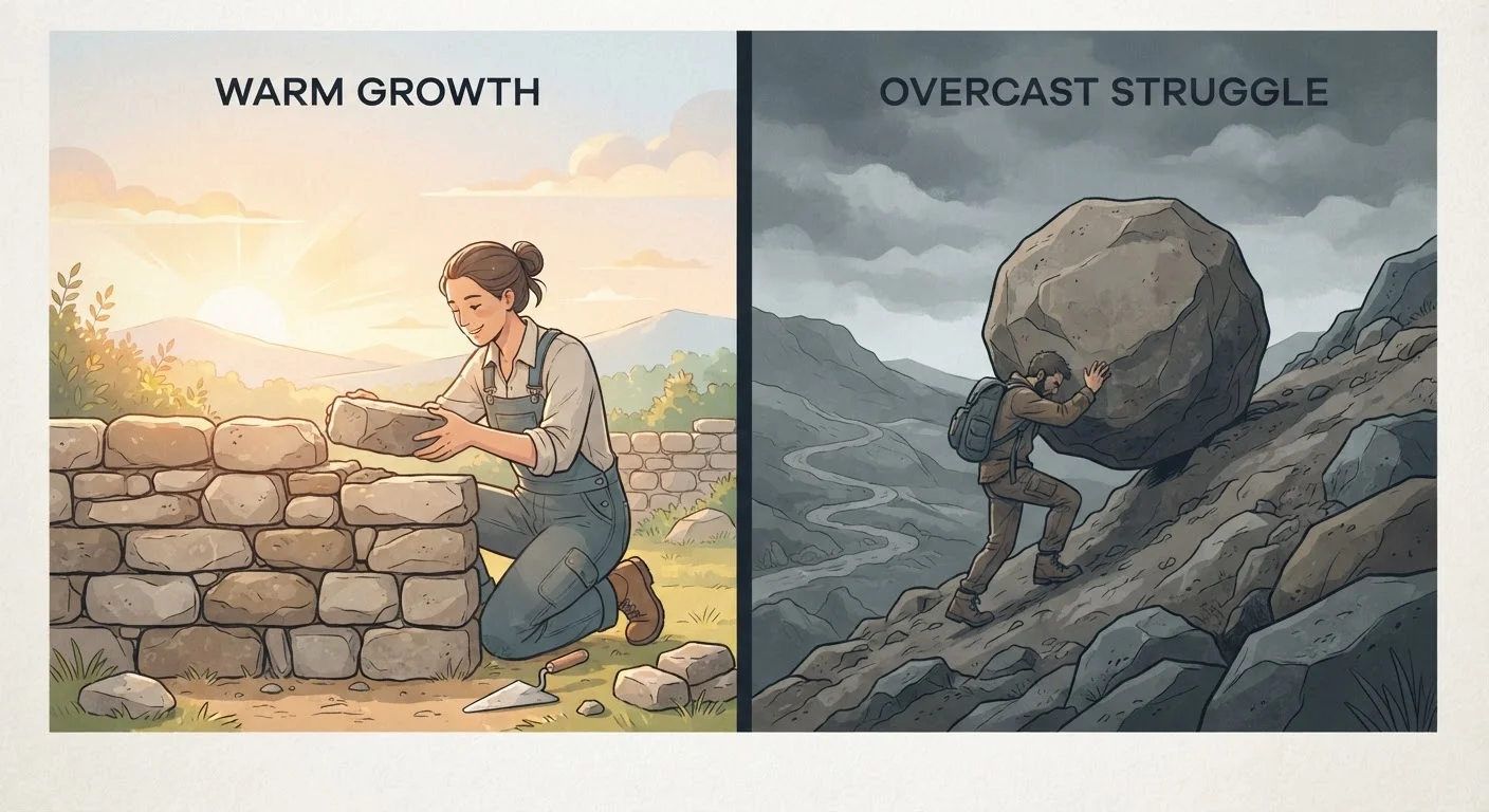 Split image contrasting systematic habit-building with the struggle of relying on willpower alone.