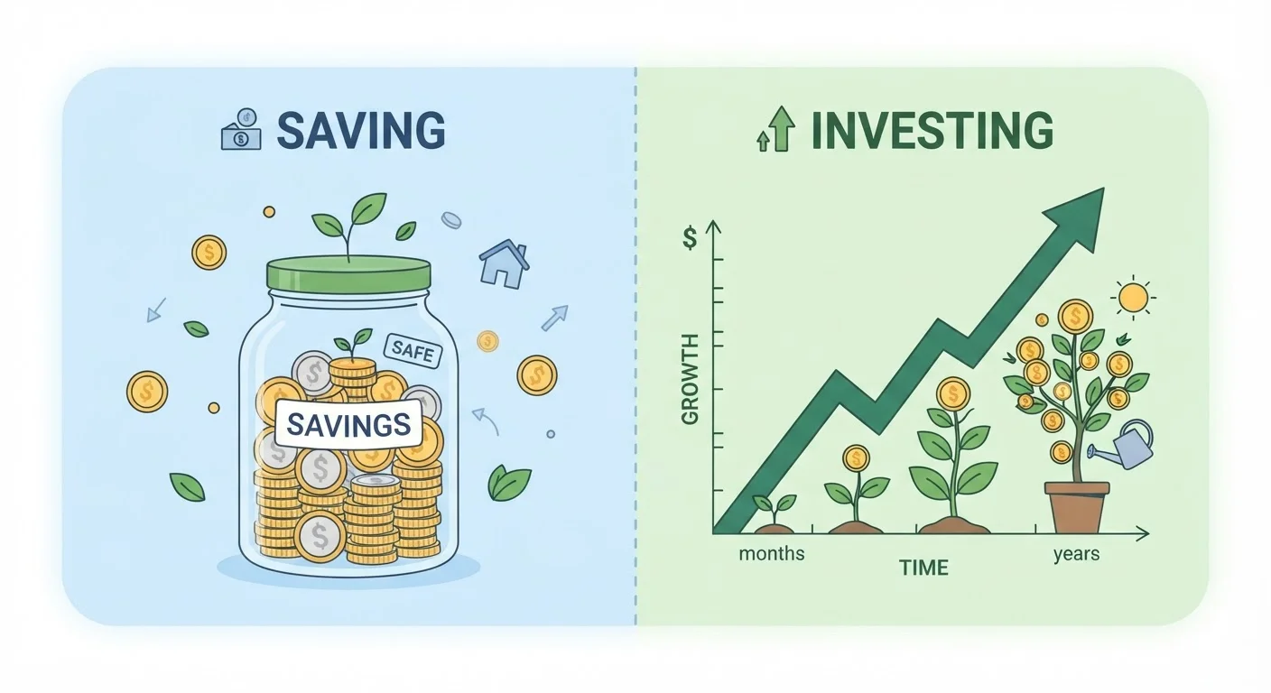 What Investing Actually Means (And Why It's Not the Same as Saving)